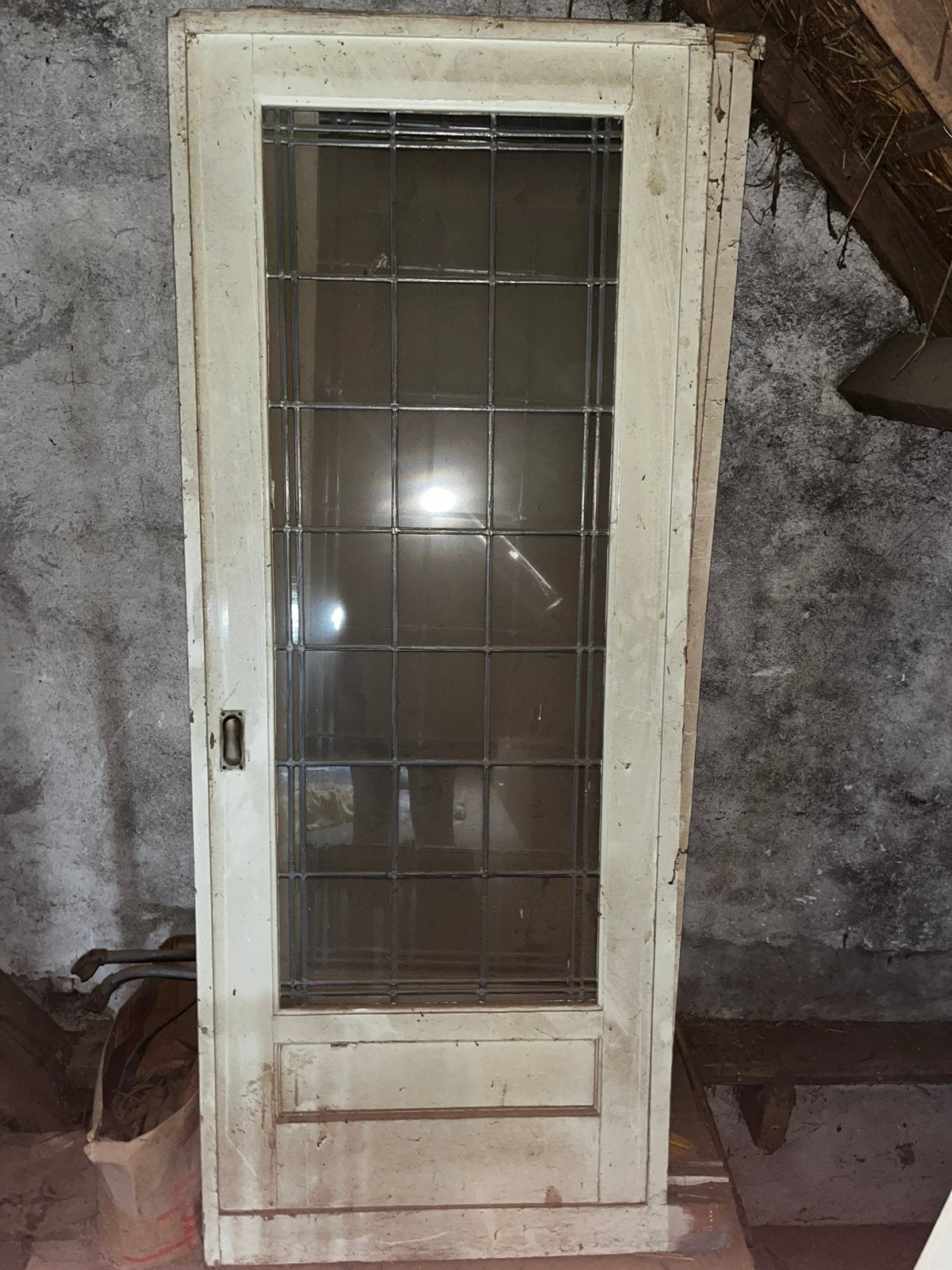 Antieke ensuite dubbele kamerdeuren glas in lood, Ophalen, Zo goed als nieuw, Binnendeur, 200 tot 215 cm