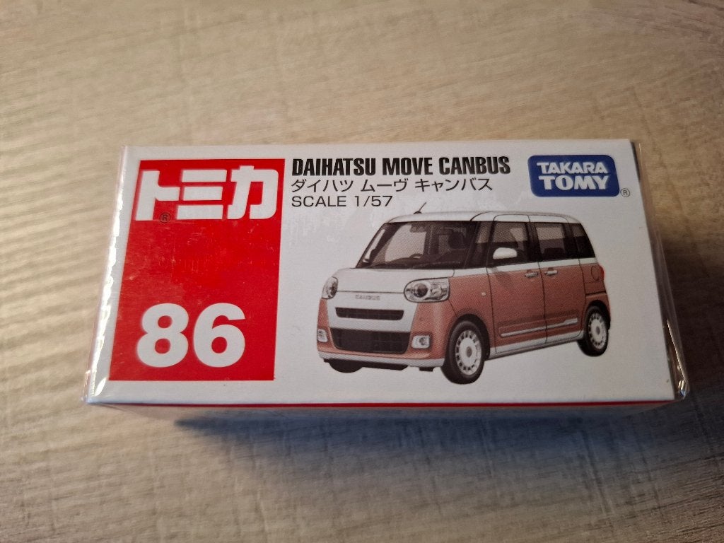 Tomica 86 - Daihatsu Move Canbus [wit/roze] 1/57 MIB, Ophalen of Verzenden, Nieuw, Auto