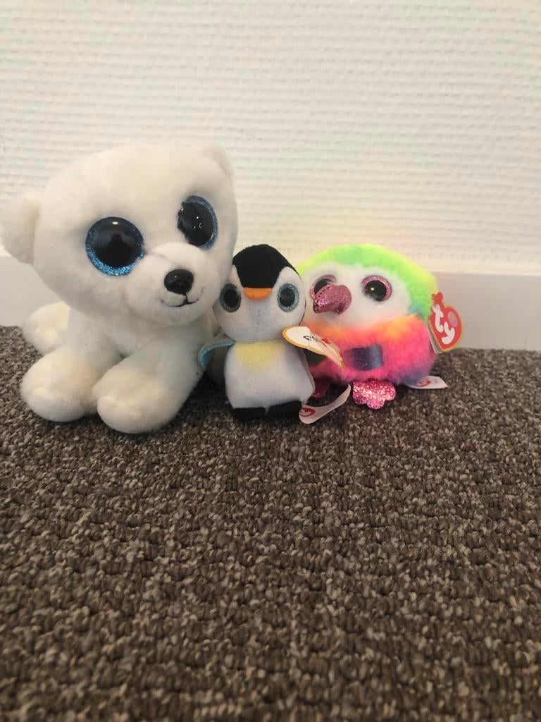 Trio van TY Teenie Puffies - Ari, Pongo en Owen, Overige karakters, Overige typen, Ophalen of Verzenden, Zo goed als nieuw