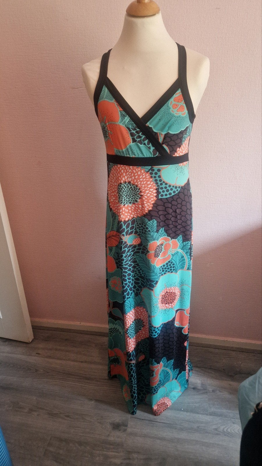 King Louie Maxi Jurk Maat L - Bloemenprint, Kleding | Dames, Meerkleurig, Maat 42/44 (L), Ophalen of Verzenden, Zo goed als nieuw