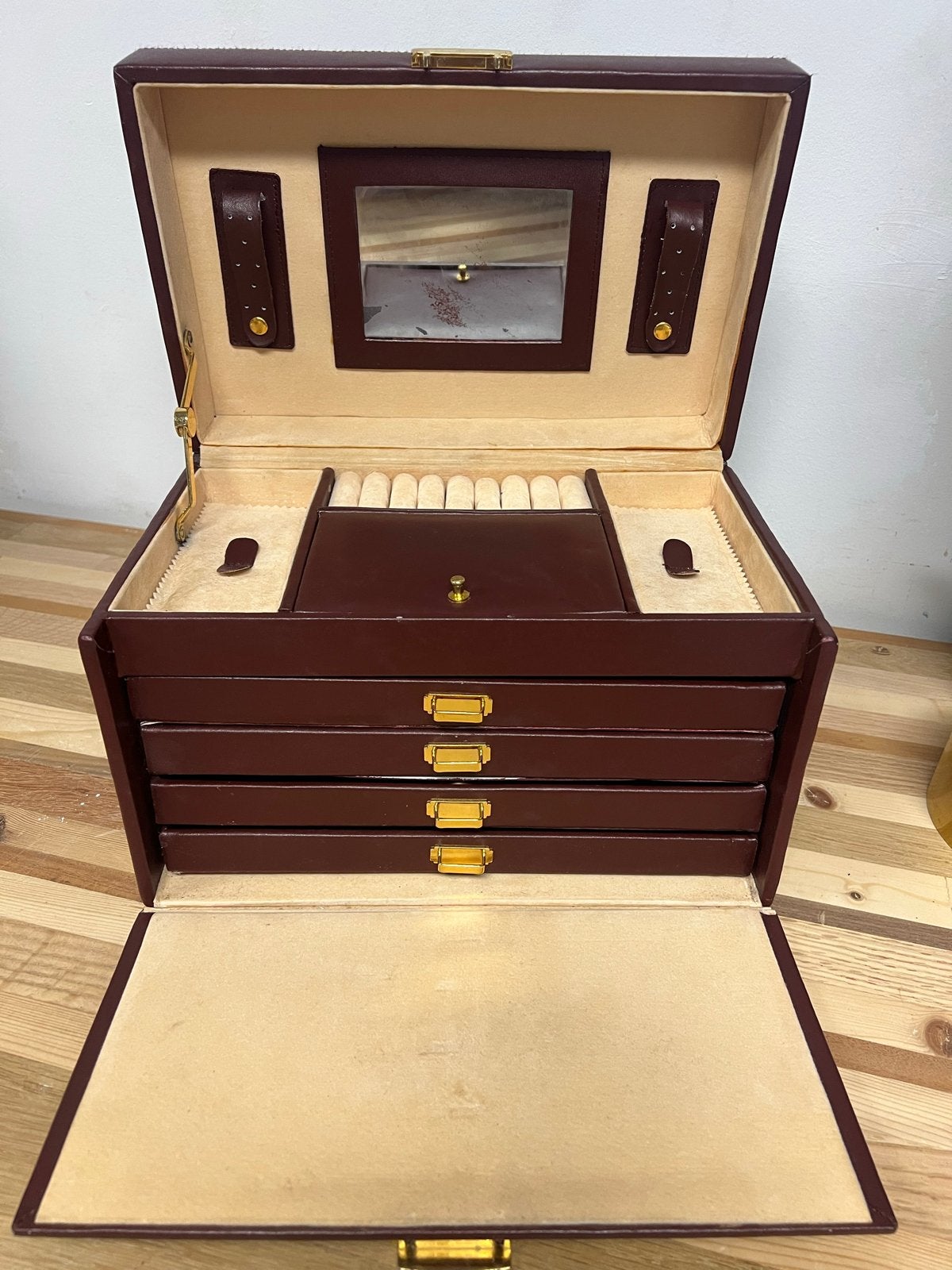 Leren Sieradenkoffer Friedrich23 Cordoba 26391-3 - CHRIST, Bruin, Ophalen of Verzenden, Zo goed als nieuw, Met slot
