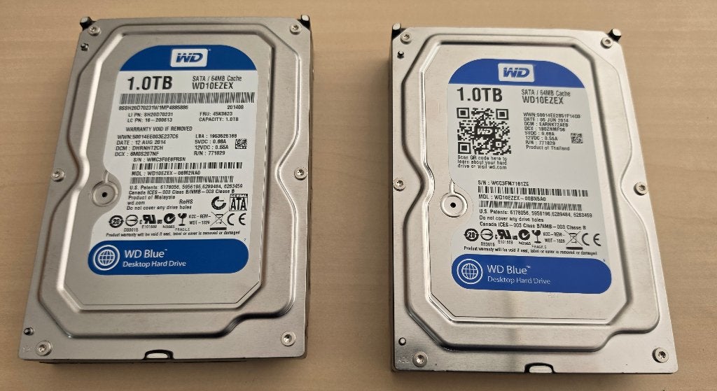 2 x Western Digital Blue 1TB, Computers en Software, Intern, Gebruikt, 1TB, Desktop