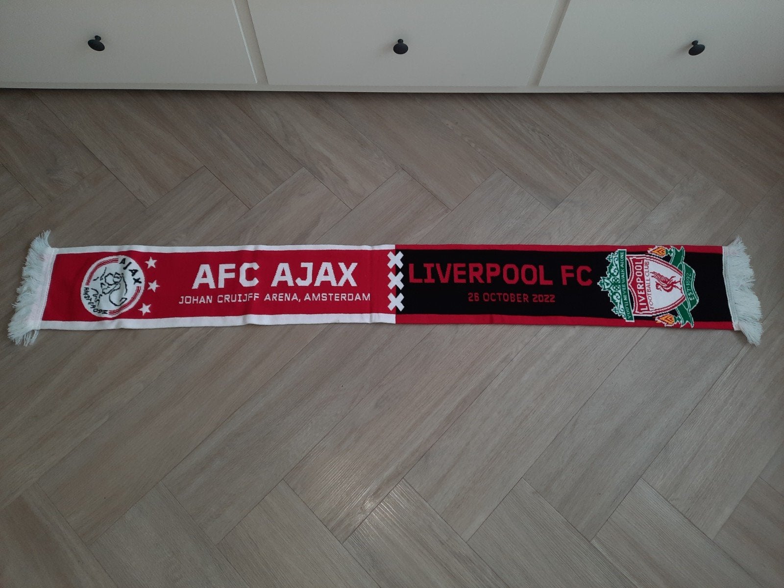 Mooie sjaal Ajax - Liverpool 13 september 2022, Verzamelen, Sportartikelen en Voetbal, Ophalen of Verzenden, Zo goed als nieuw