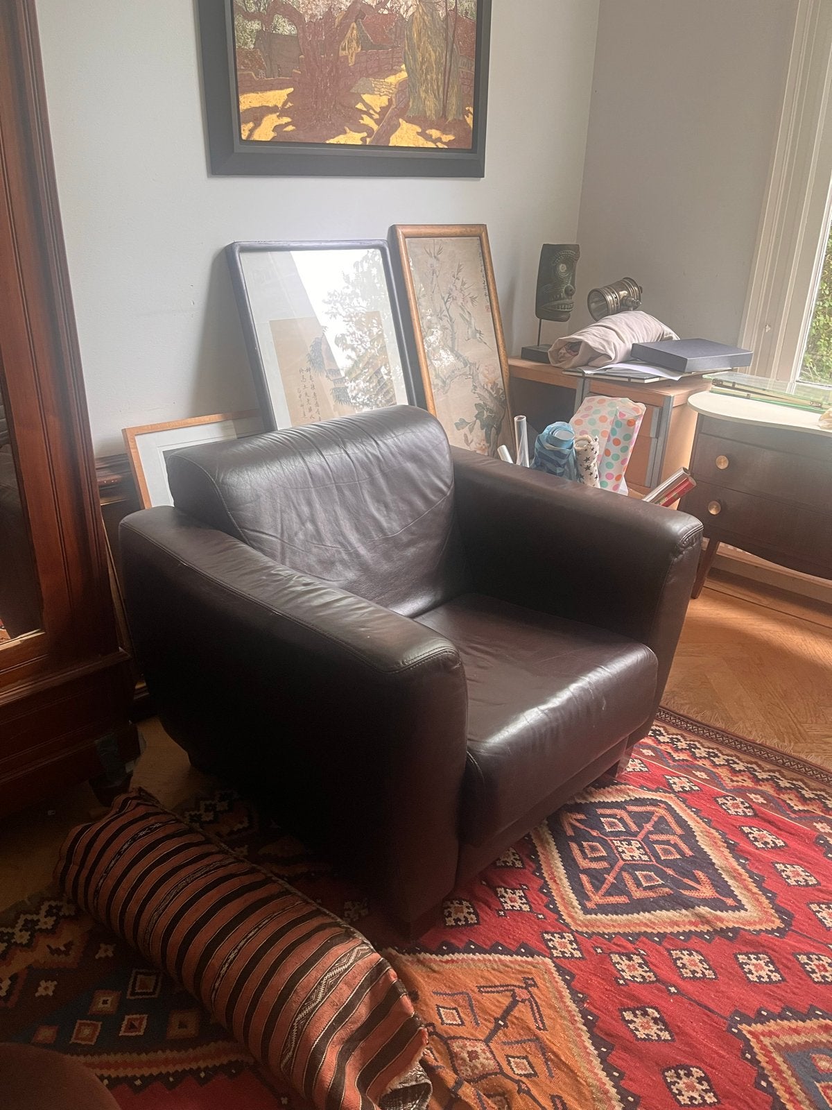 Mooie leren fauteuil - comfortabel en stijlvol, Huis en Inrichting, Ophalen, Gebruikt, Leer, 75 tot 100 cm