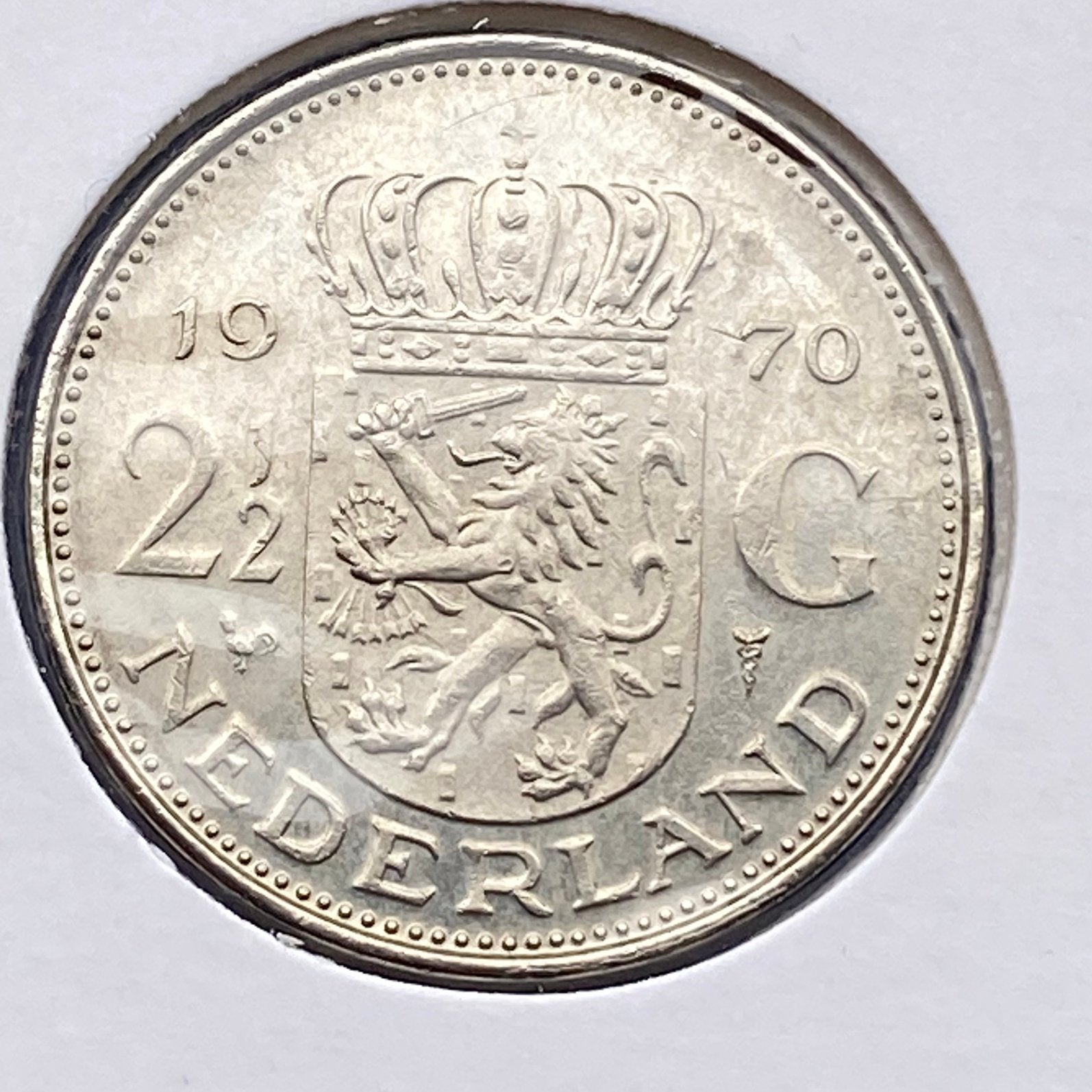 2,5 - 21/2 - 2.5 Gulden / Rijksdaalder uit 1970 van Juliana, Verzenden, Koningin Juliana, 2½ gulden, Losse munt