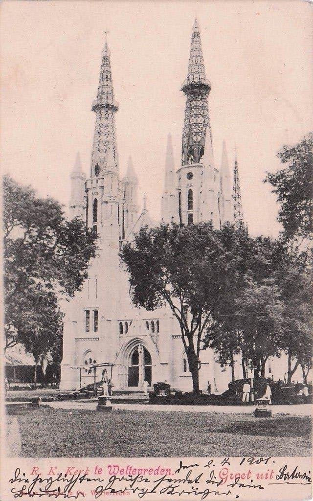 buitenland Nederlands indië - Weltevreden de RK Kerk 1903?, Ophalen of Verzenden, Voor 1920, Gelopen, Buiten Europa