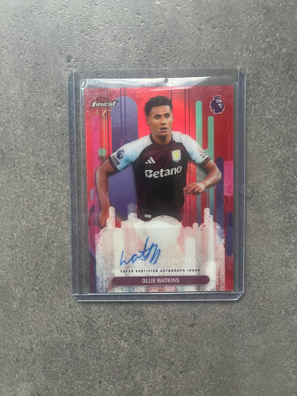 2026 Topps Finest Premier League Ollie Watkins Auto /5, Ophalen of Verzenden, Zo goed als nieuw, Plaatje