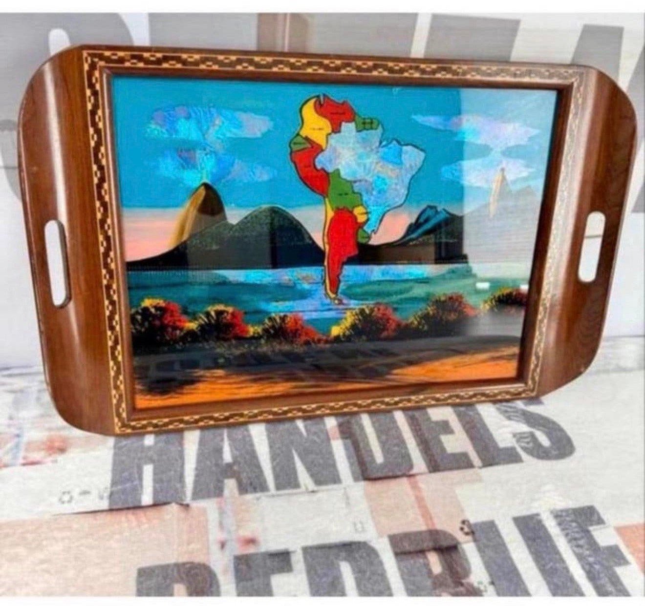 Antiek Braziliaanse Houten Dienblad Zuid-Amerika 1920-1930, Antiek en Kunst, Ophalen of Verzenden