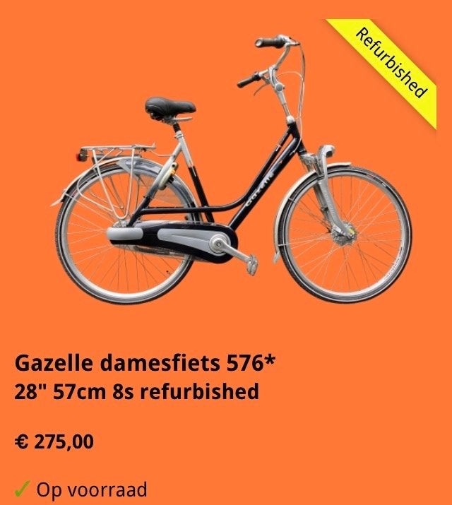 Gazelle damesfiets 576* 28" 57cm 8s refurbished, Ophalen, Oldenzaal, 56 cm of meer, Zo goed als nieuw