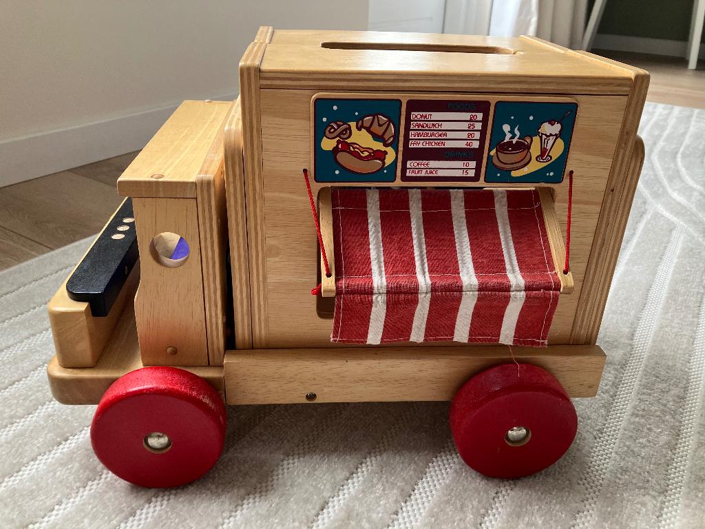 Houten foodtruck speelgoed, Ophalen, Gebruikt, Hout