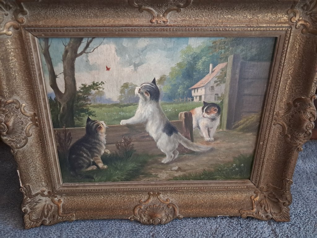 Katten schilderij, Antiek en Kunst, Kunst | Schilderijen | Klassiek, Ophalen of Verzenden