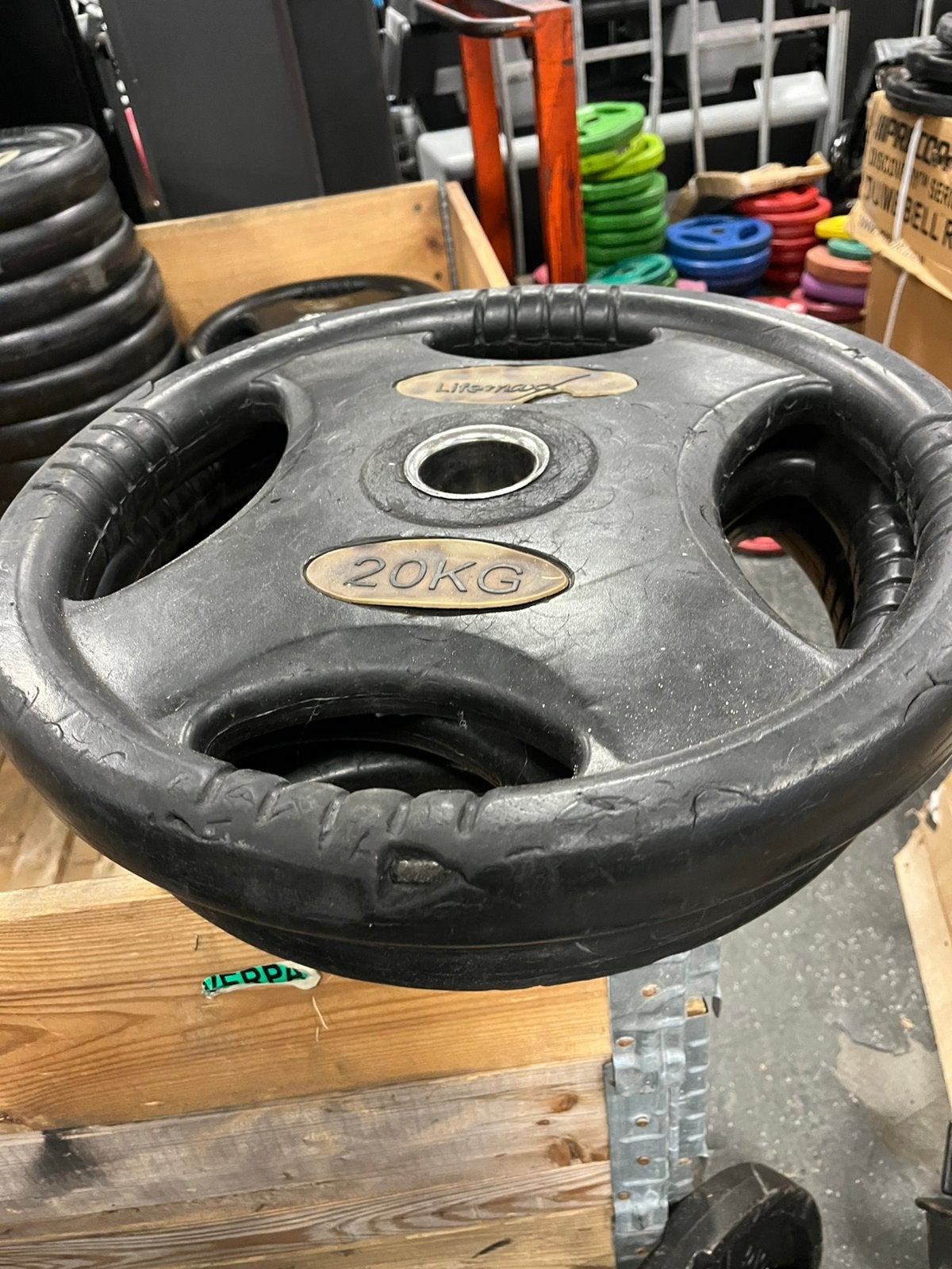 10 x 20 kg 10 x 10 kg lifemaxx olympische halter schijven 50, Ophalen, Halterschijven, Gebruikt, Halter schijven