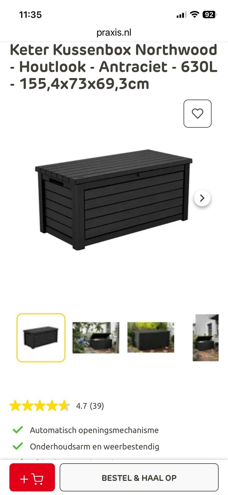 Keter Kussenbox nieuw 630 liter, Ophalen, Nieuw, Kunststof, Overige typen