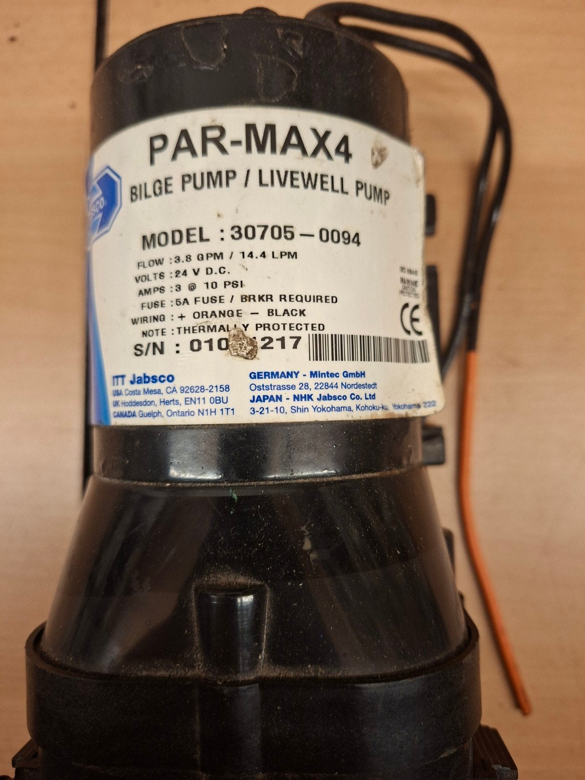 Jabsco PAR-MAX4 Bilgepomp 24V, Ophalen, Gebruikt, Motor en Techniek