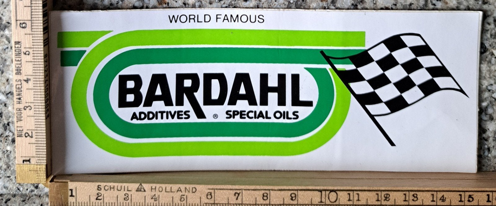 Vintage Bardahl sticker Finish vlag checkered flag, Ophalen of Verzenden, Zo goed als nieuw, Auto of Motor