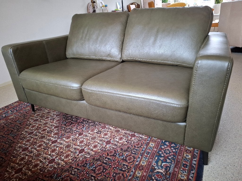 2x 2 zitsbank leer, Tweepersoons, Ophalen of Verzenden, Zo goed als nieuw, Leer