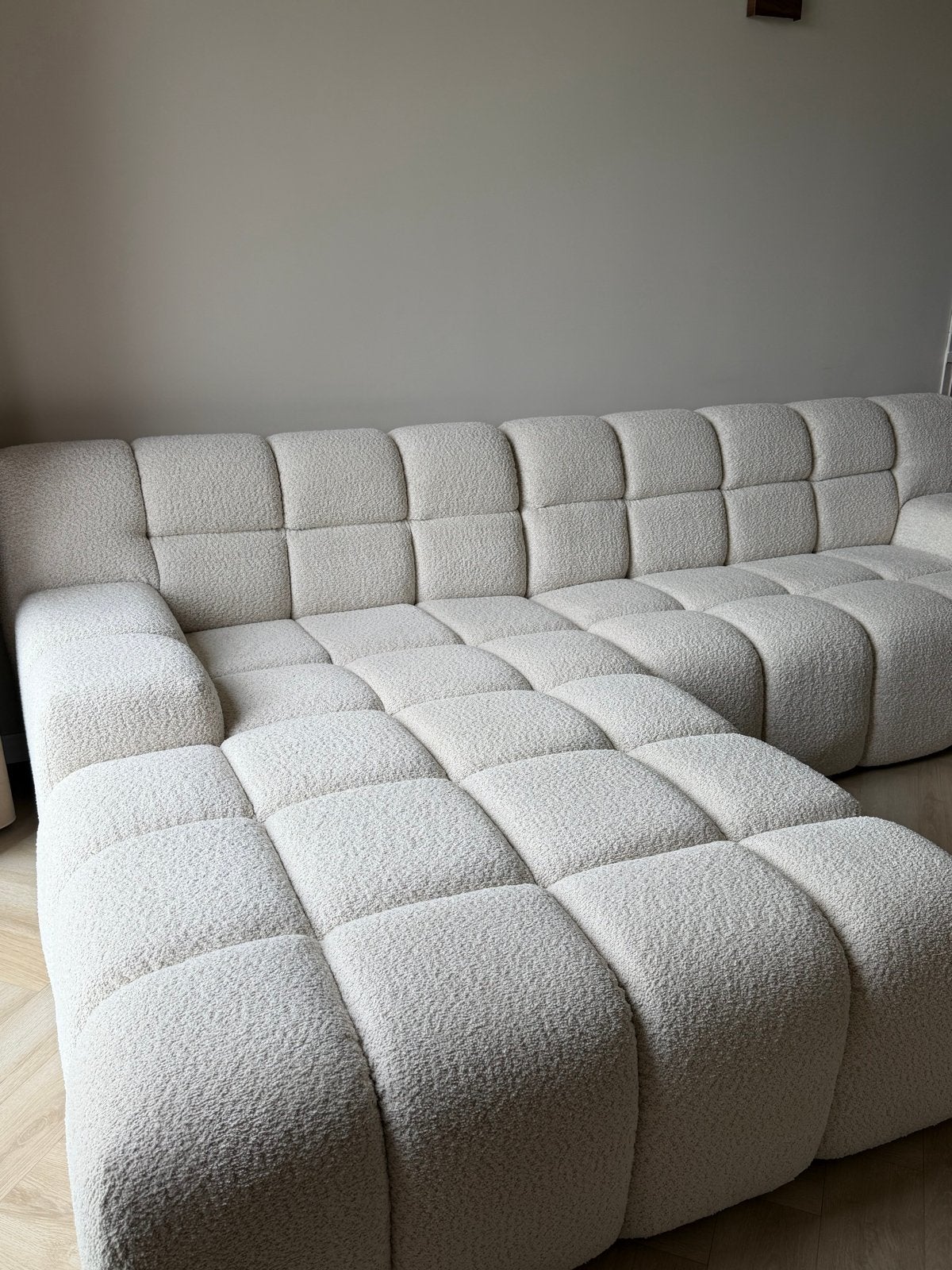 Manzini Loungebank van teddystof - Zo goed als nieuw, Ophalen, 250 tot 300 cm, Hoekbank, Zo goed als nieuw