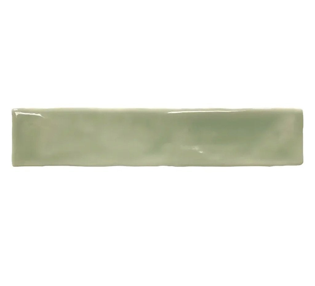 RESTPARTIJ Handvorm Tegel 5x25 - Lichtgroen Glans, Ophalen, Nieuw, Minder dan 20 cm, Wandtegels