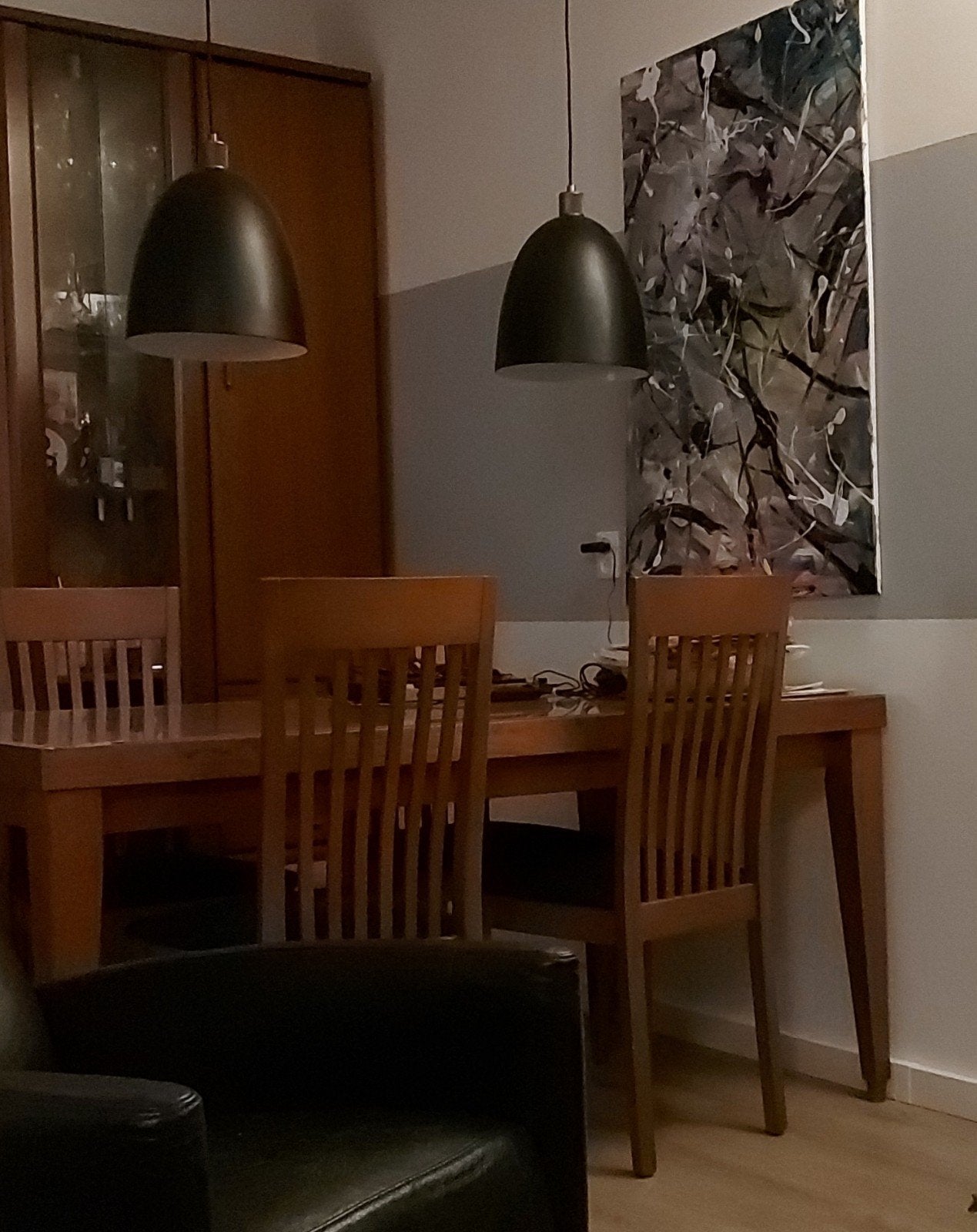 eettafel 160x90 + 4 stoelen blauwe zitting, Ophalen, 100 tot 150 cm, 50 tot 100 cm, Zo goed als nieuw