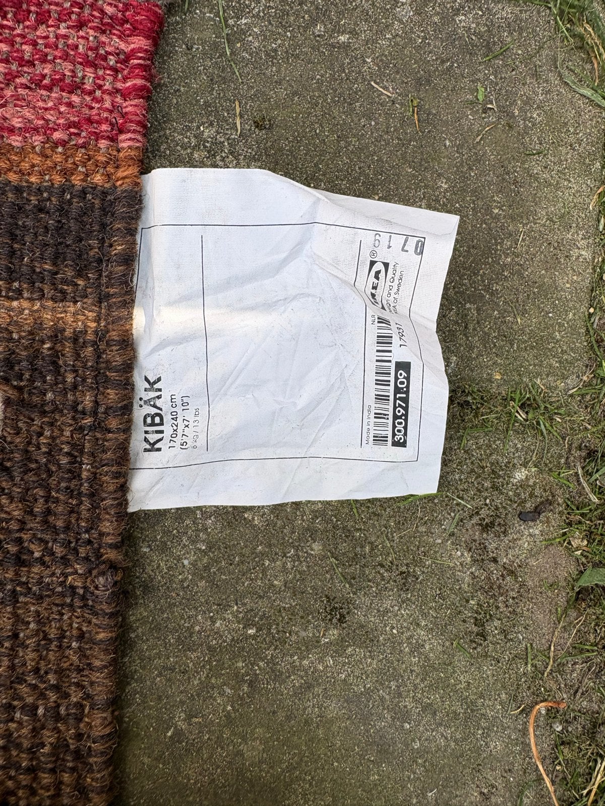 IKEA KBAK Vloerkleed 170x240 cm - Kleurrijk, Gebruikt, 150 tot 200 cm, 200 cm of meer, Ophalen of Verzenden
