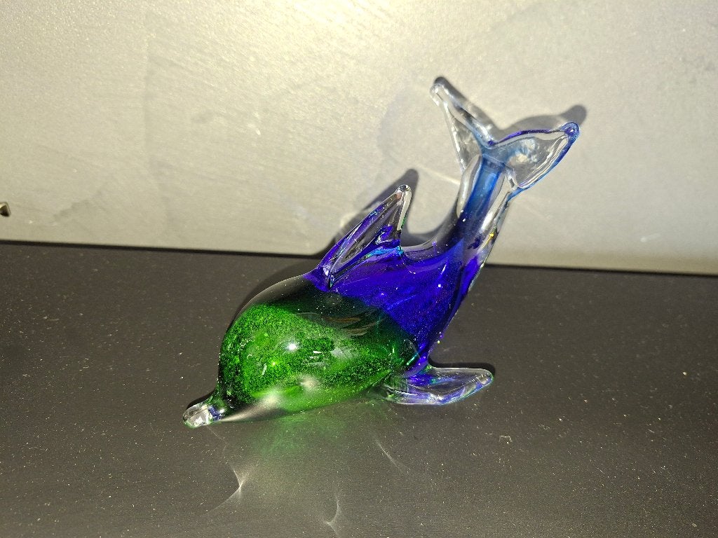 blauw groen handgemaakte dolfijnen beeld, Ophalen of Verzenden, Zo goed als nieuw, Mens