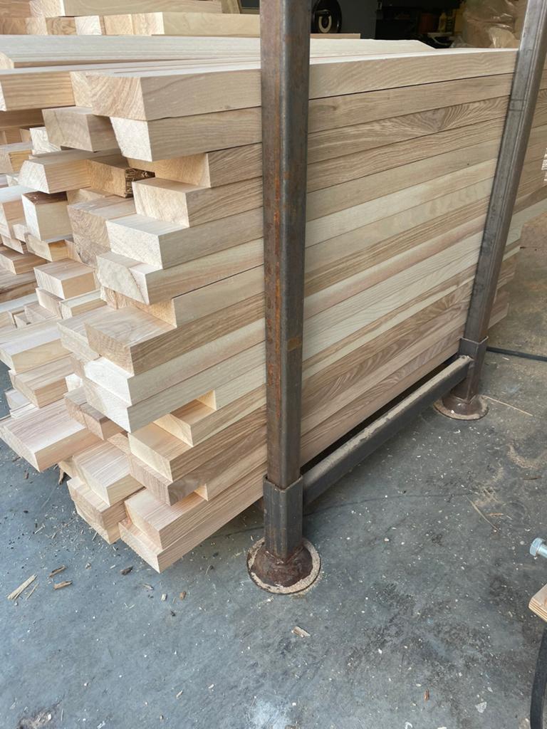 Partij essen houten balkjes geschaafd 35x95mm, Doe-het-zelf en Verbouw, Hout en Planken, Ophalen, Zo goed als nieuw, Balk, Vuren