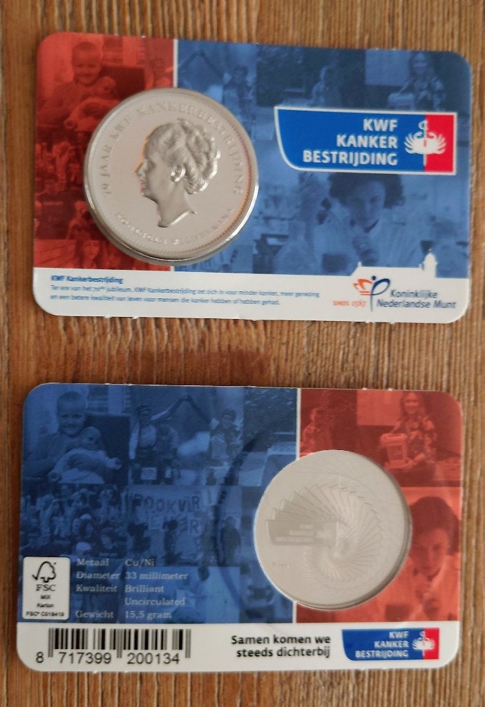 KWF Kankerbestrijding Penning in coincard, Postzegels en Munten, Verzenden, Overige materialen, Nederland