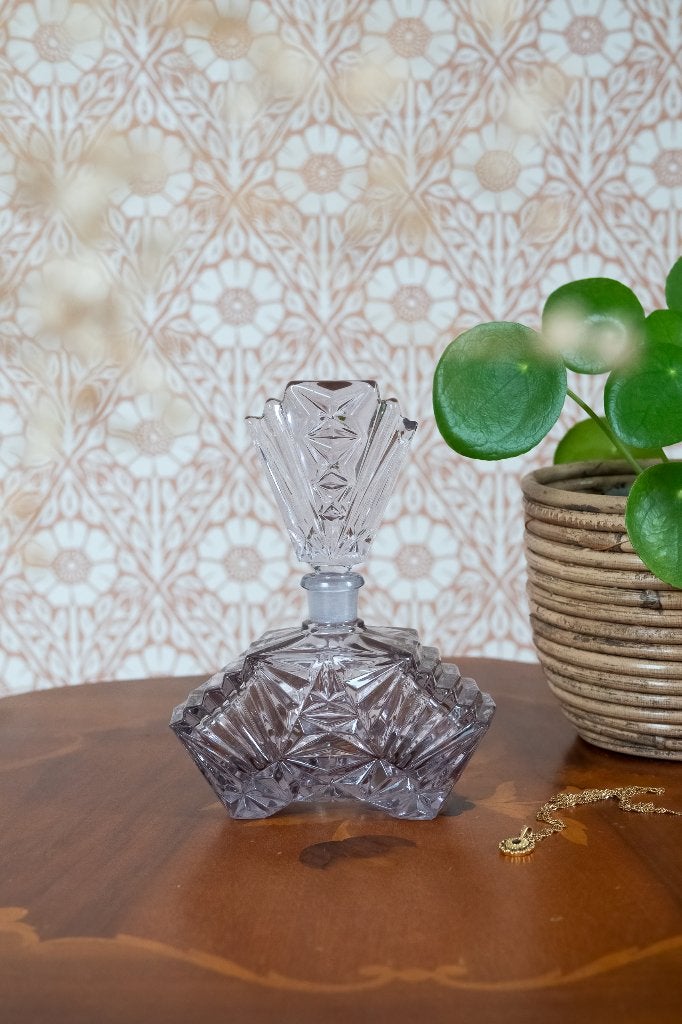 Art Deco vintage parfumfles lila paars woondecoratie, Ophalen of Verzenden