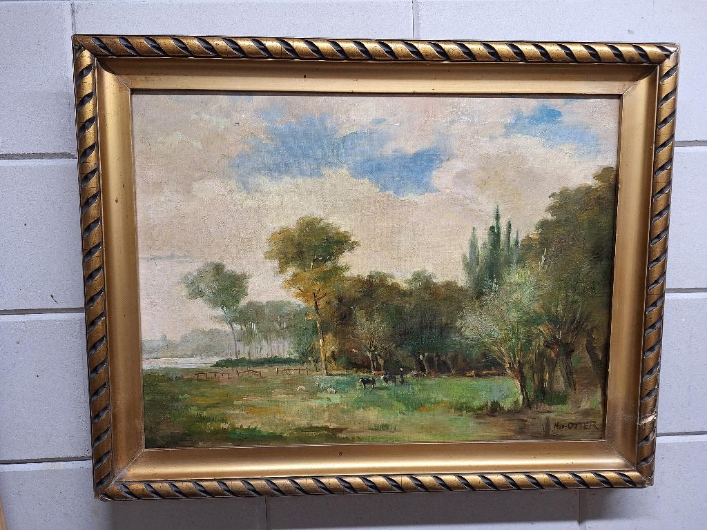 Landschap met Koeien  H Otter, Ophalen of Verzenden