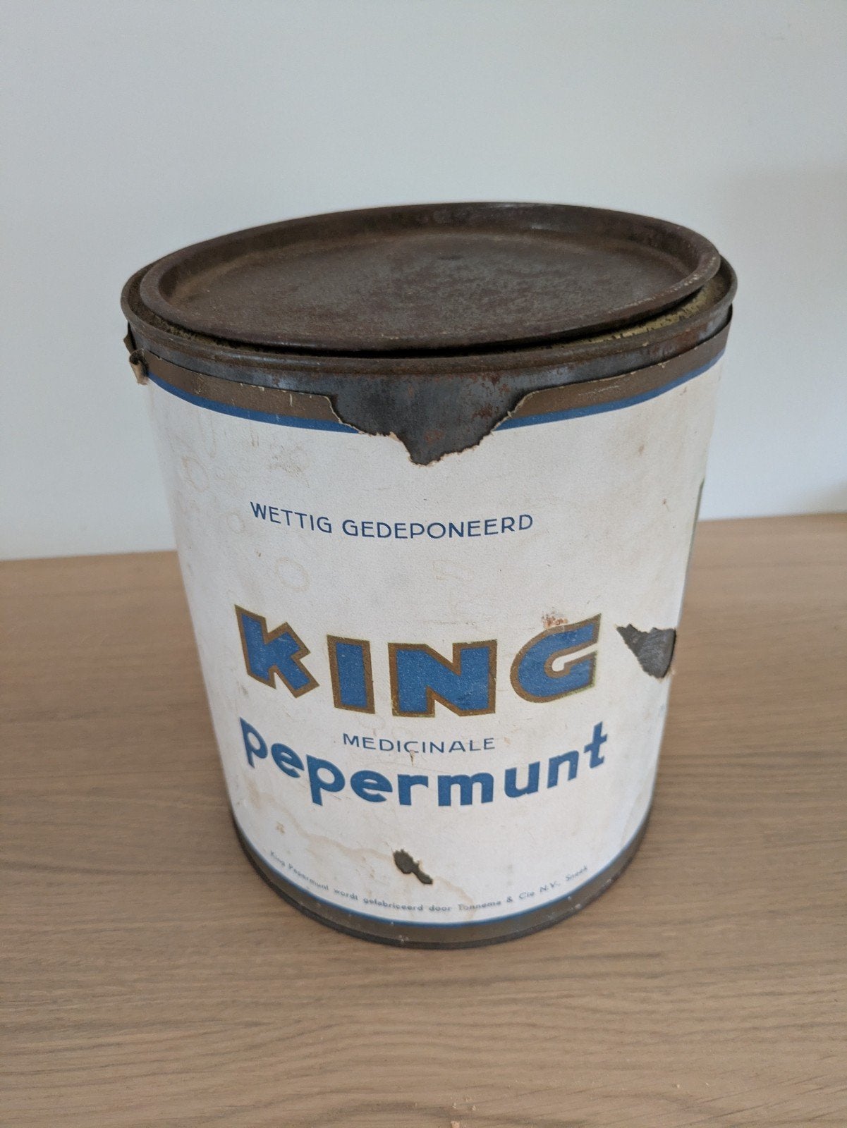 Vintage winkelvoorraad blik van King pepermunt, Ophalen of Verzenden, Gebruikt, Overige, Overige merken
