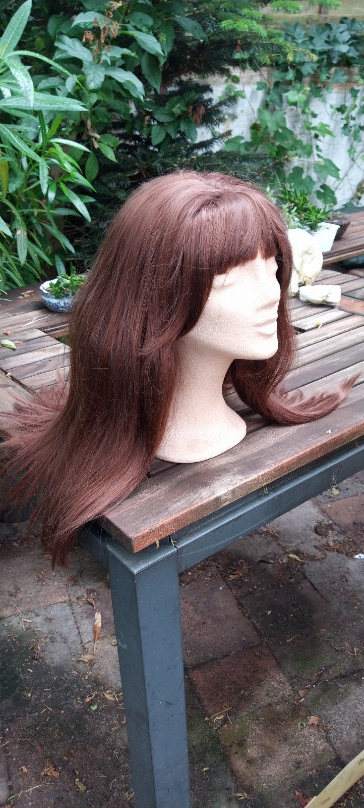Prachtige kastanjebruine langharige pruik, 60 cm, lang haar, Ophalen of Verzenden, Nieuw, Pruik of Haarverlenging