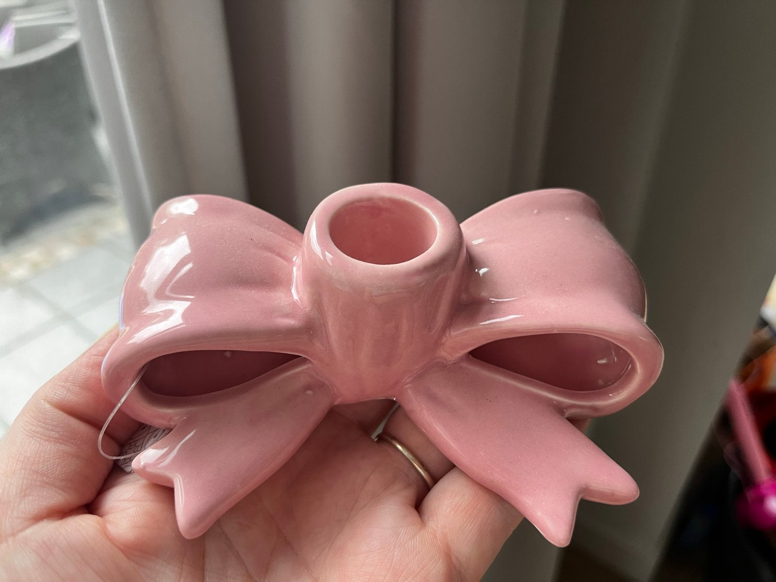 Schattige roze strik kaarsenhouder, Ophalen, Overige merken, Nieuw, Roze