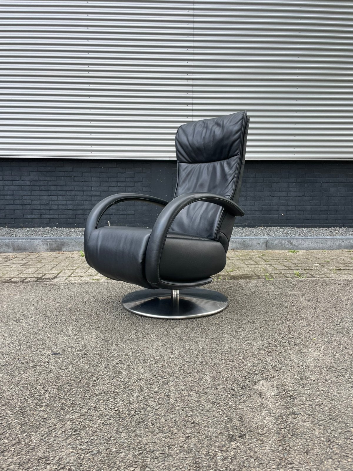 Moderne zwarte leren relax fauteuil / relaxstoel, Ophalen of Verzenden, A, A, A