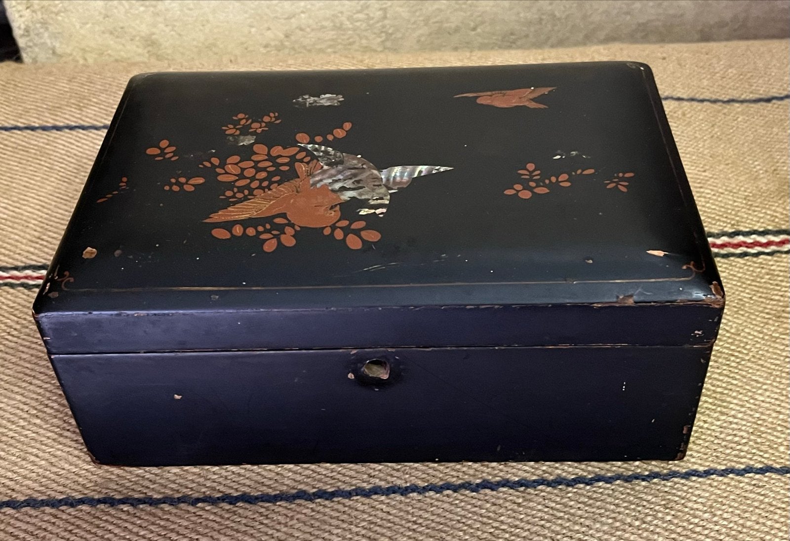 Antieke Japanse Lakdoos met Vogeldecoratie, Ophalen