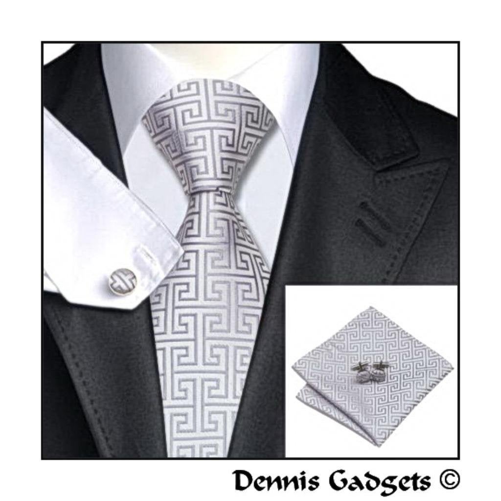 Dennis Gadgets: 100 % zijden stropdas ( 3 delig !! ) DG 0484, Ophalen of Verzenden, Nieuw, Grijs, Met patroon