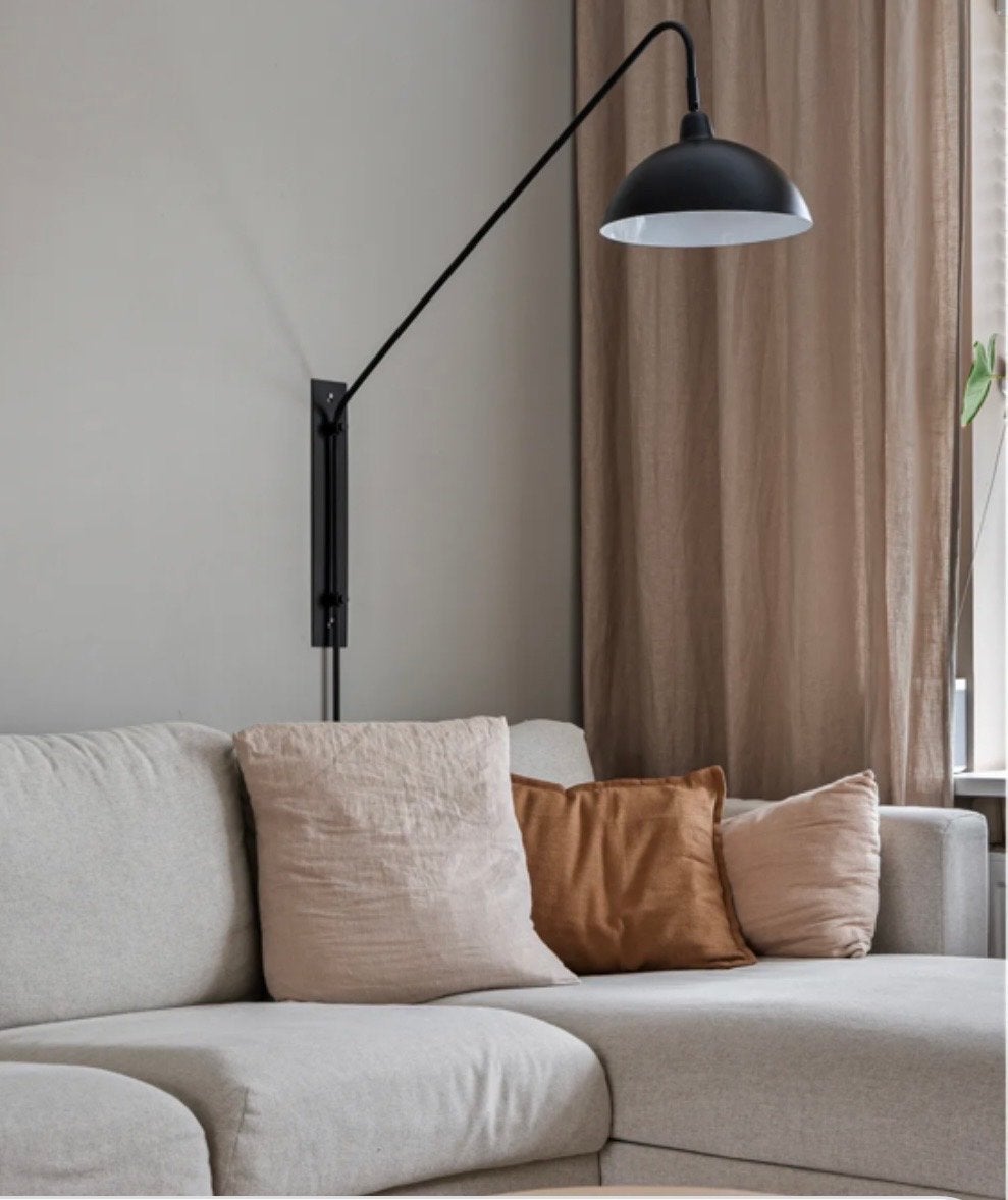 Zwarte wandlamp, Huis en Inrichting, Lampen | Wandlampen, Ophalen, Zo goed als nieuw, Metaal