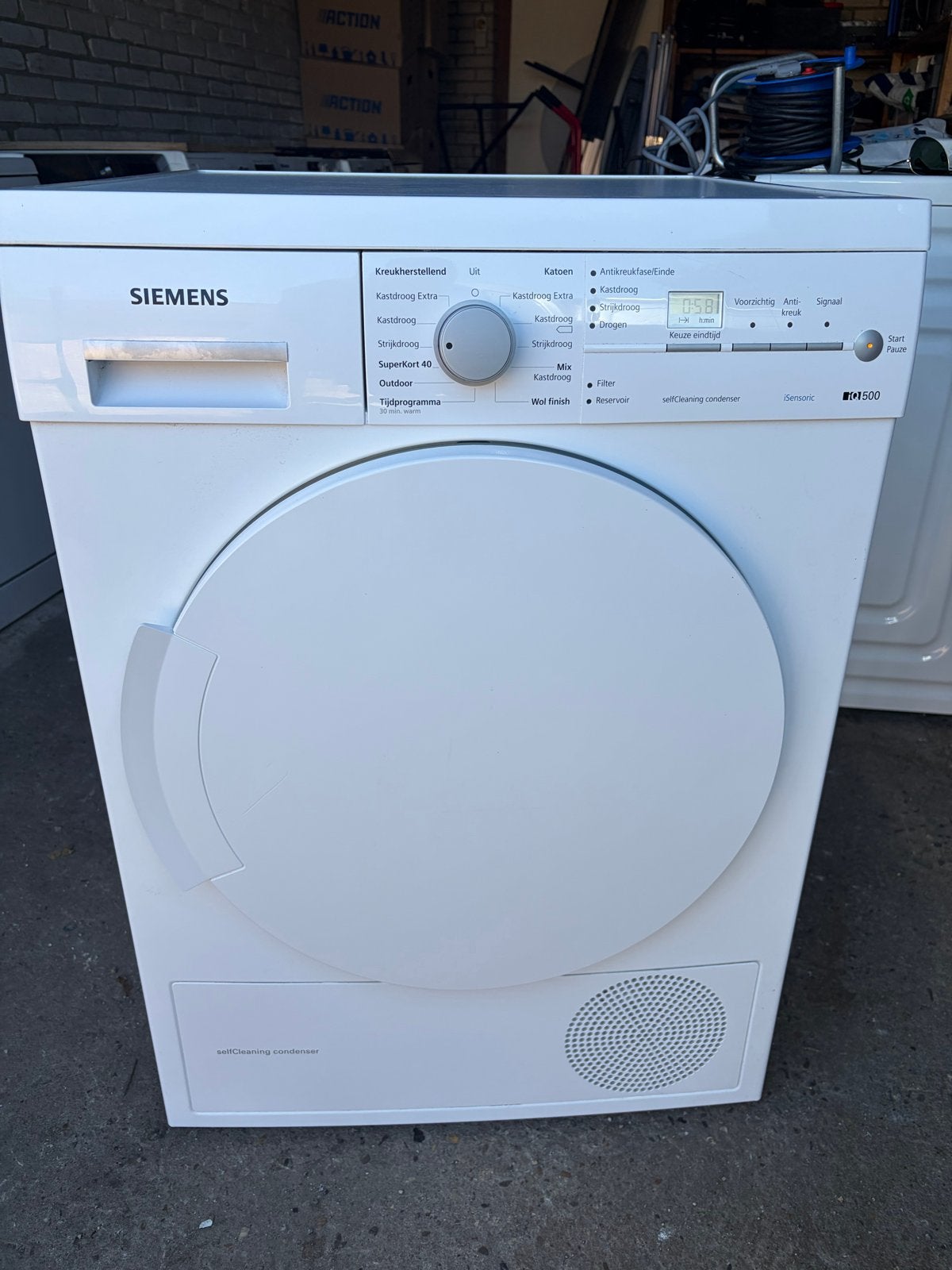 Siemens iQ500 Condensdroger, Witgoed en Apparatuur, Wasdrogers, Zo goed als nieuw, Condens, Voorlader, 8 tot 10 kg, 85 tot 90 cm