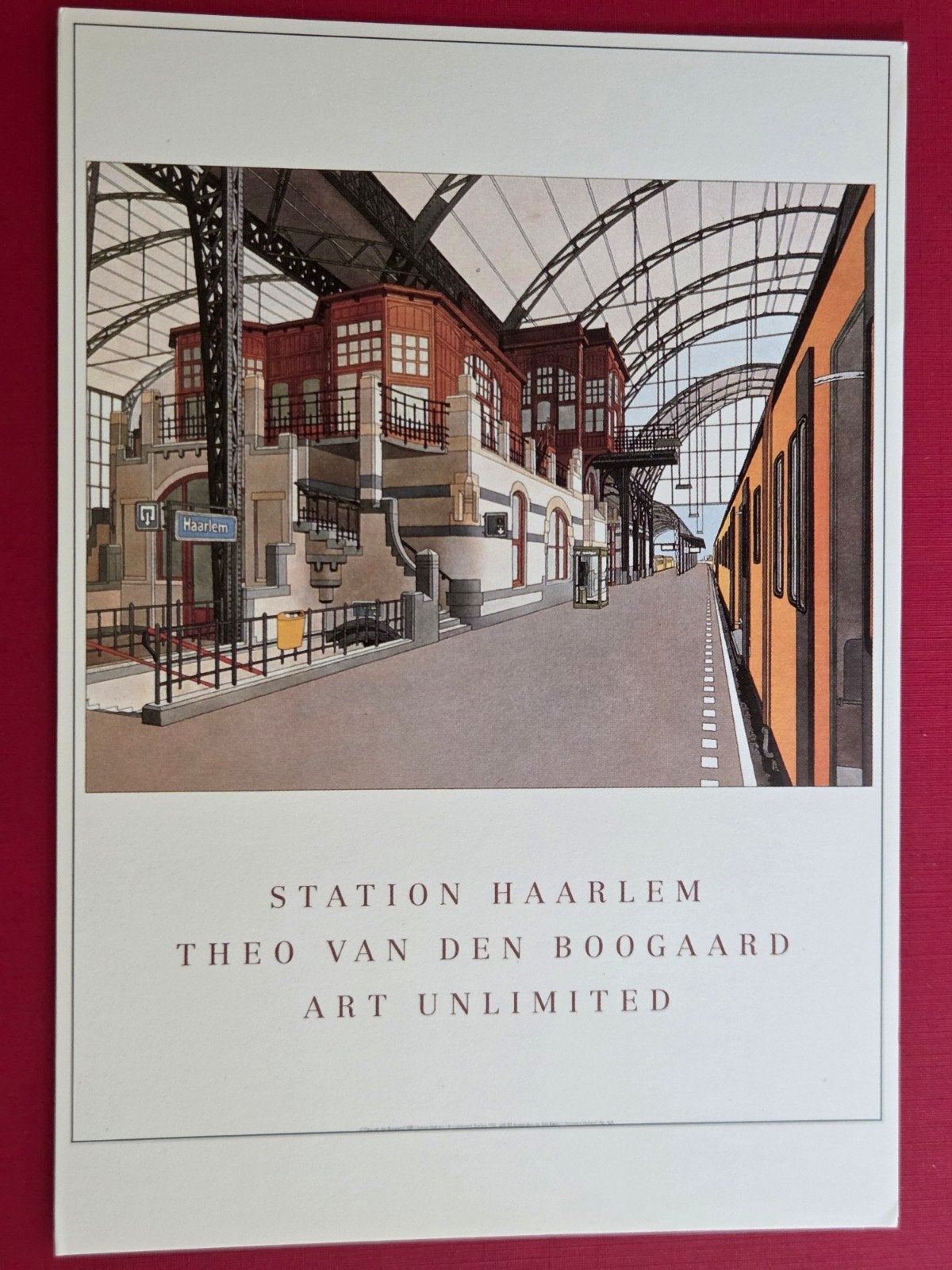 Haarlem Station binnenzijde tekening, Verzamelen, Verzenden, 1960 tot 1980, Noord-Holland