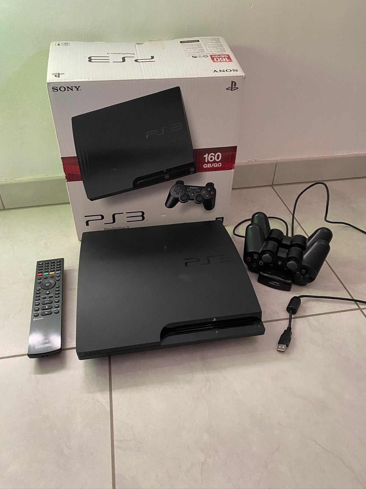 Sony PS3 Slim /Games/ 2 Sony controllers/Cables etc., Ophalen, Met 2 controllers, 160 GB, Slim