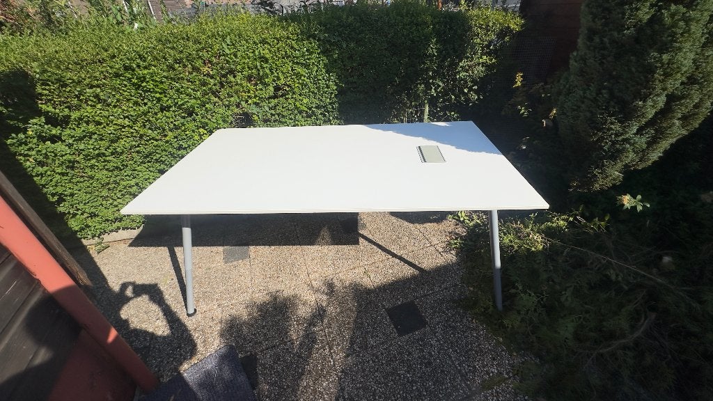 Ikea Galant Bureau Wit 195 x 110 Verstelbare poten, Ophalen, Gebruikt, Hout, In hoogte verstelbaar
