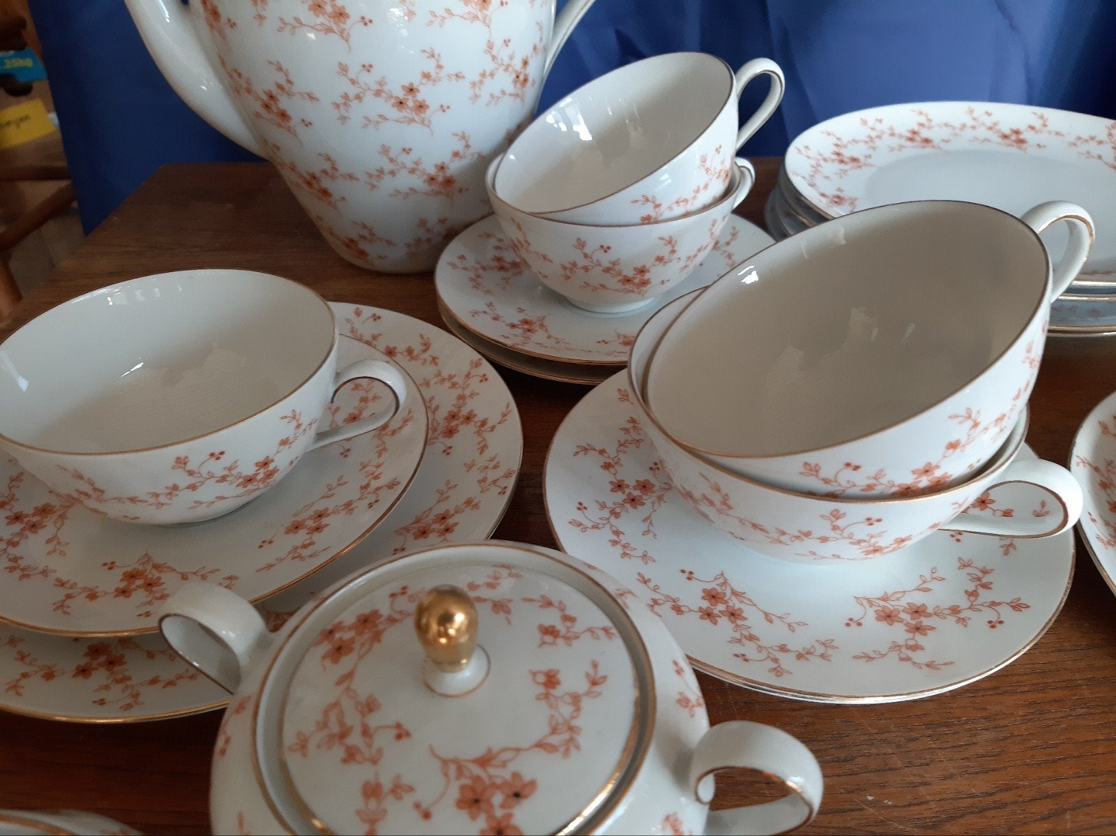 Vintage Seltmann Weiden Bavaria theeservies met bloemmotief, Ophalen of Verzenden