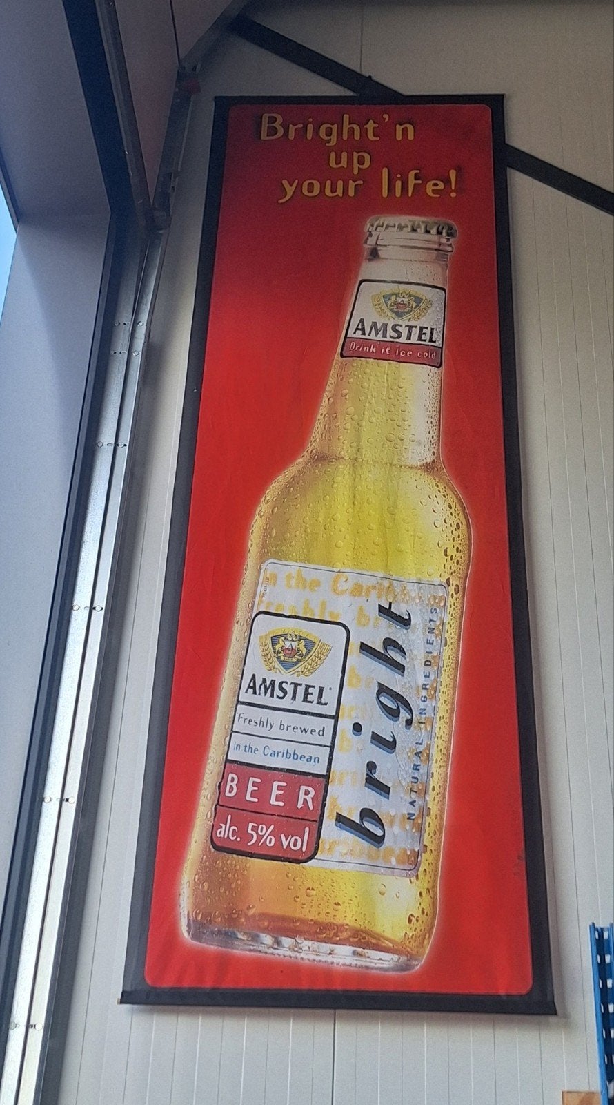Amstel Bright Reclamebanner - 1x3.5 meter, Ophalen, Zo goed als nieuw, Reclamebord