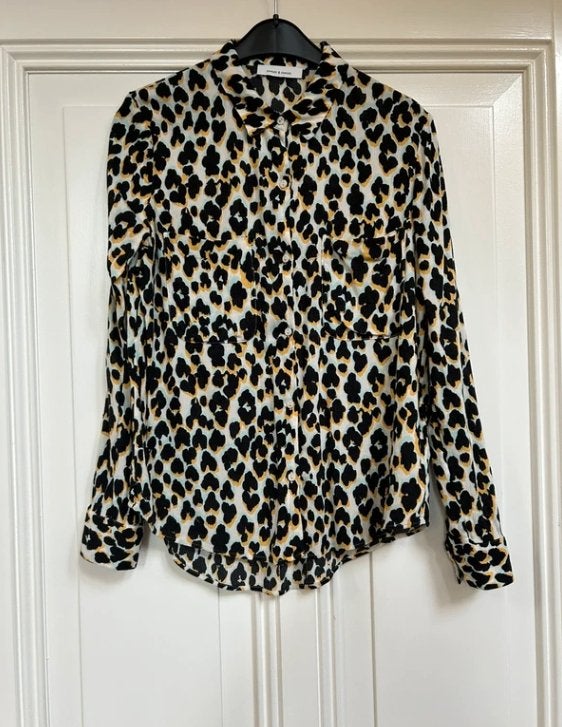 Samsoe Samsoe Leopard blouse Milly maat S (ruim), Maat 38/40 (M), Bruin, Ophalen of Verzenden, Zo goed als nieuw
