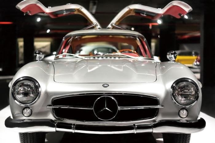 Glasschilderij Mercedes-Benz 300 SL 'Gullwing' 80x200 NIEUW!, Ophalen, Zilver, Schilderij, 80 cm