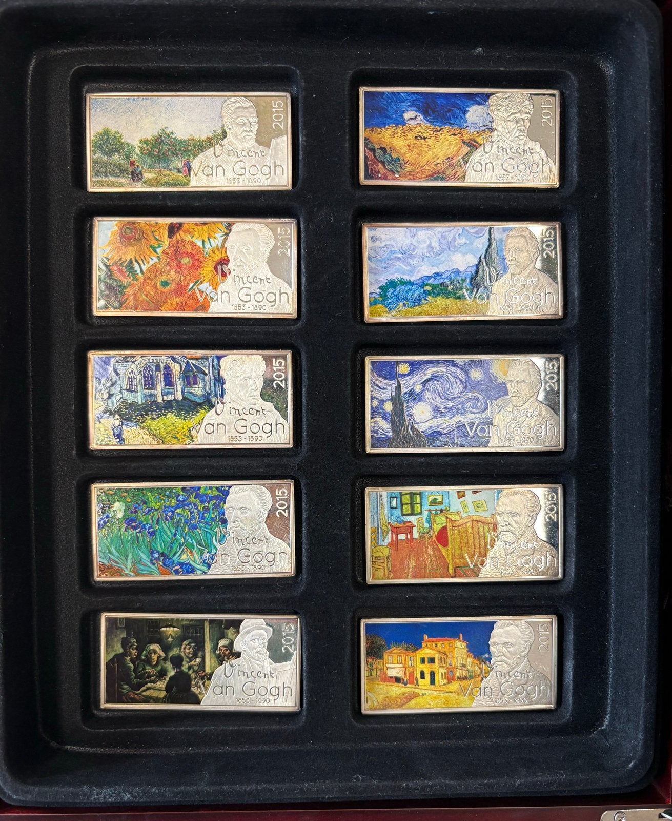 Complete Van Gogh Collection 2015 – Gabon – 10 Munten, Ophalen of Verzenden, Zilver
