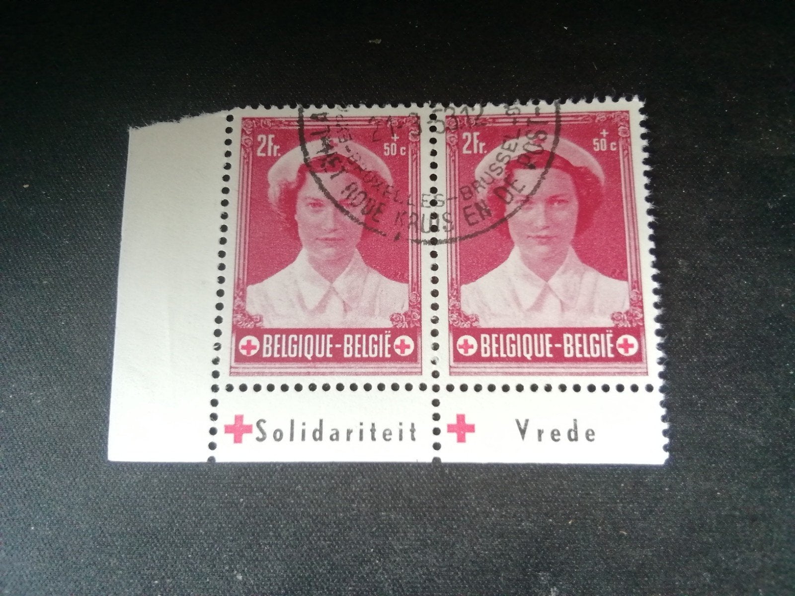 BELGIË PAARTJE NR 963 RODE KRUIS MET TAB GESTEMPELD, Postzegels en Munten, Ophalen of Verzenden, Gestempeld