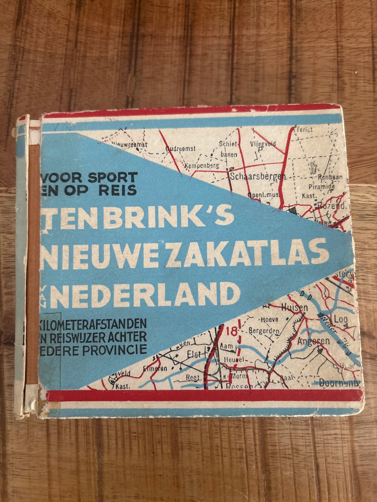 Ten Brink's Nieuwe Zakatlas Nederland - Vintage Kaart, Boeken, Atlassen en Landkaarten, Gelezen, Overige atlassen, Ophalen of Verzenden