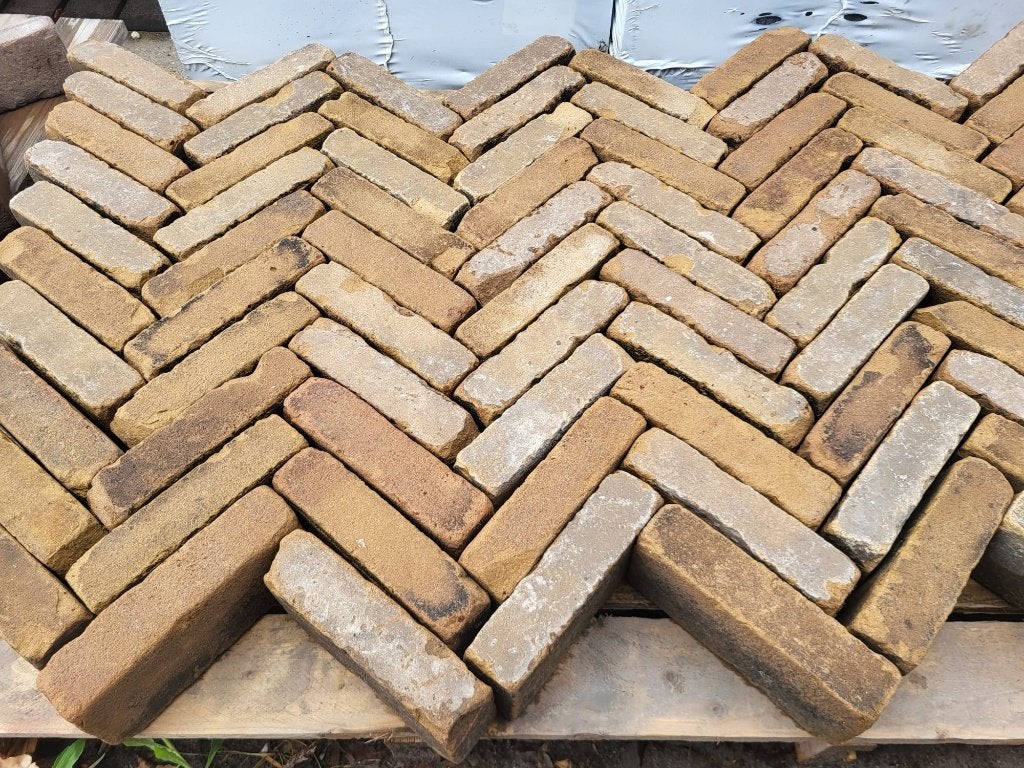 Gebruikte gebakken klinkers waalformaat geel, Tuin en Terras, Ophalen, Gebruikt, Keramiek, Klinkers