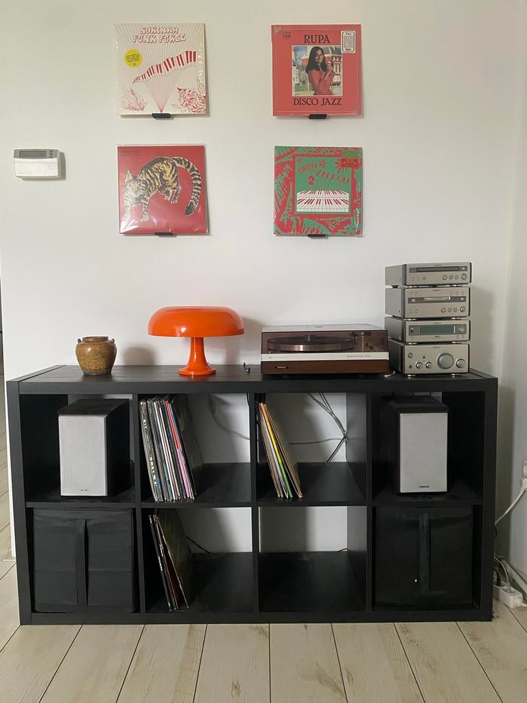 Ikea Kallax zwartbruin 77x147 cm met manden, Ophalen, Gebruikt