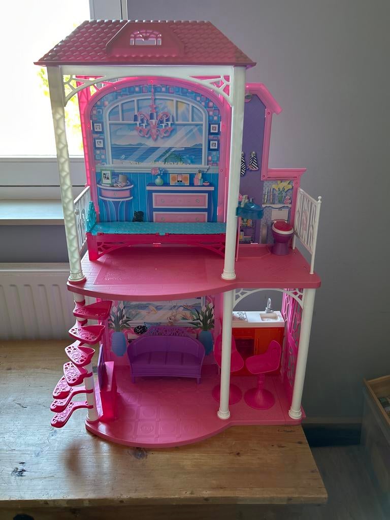 Groot Barbie Poppenhuis met Meubels - Gebruikt, Ophalen, Gebruikt, Poppenhuis